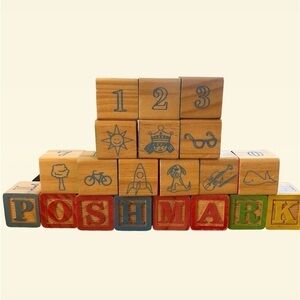 COTTAGECORE Wooden Blocks With Letters, Numbers And Images